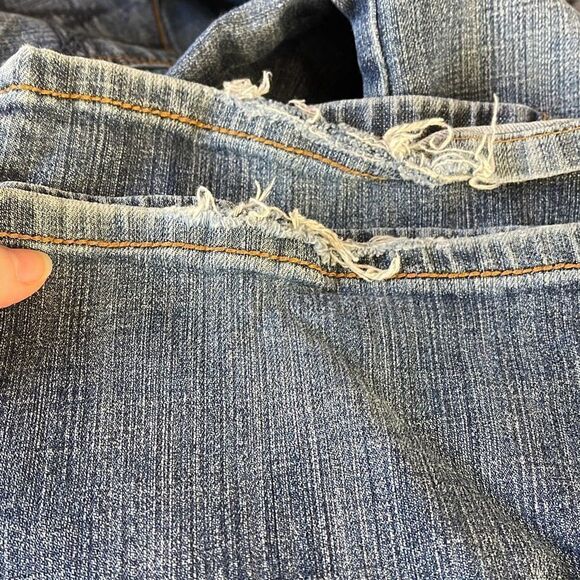 Worn Womens Flare Jeans Denim Stretch 5 Pocket Mid rise Medium Wash Blue Size 10 - Picture 12 of 12